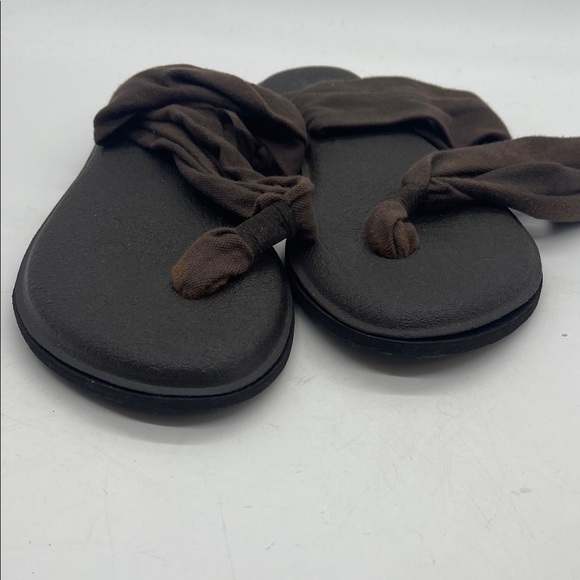 Sanuk Yoga Sling Brown Thong Comfort Foam Slingback Sandals Women’s Size 8 - Picture 3 of 6